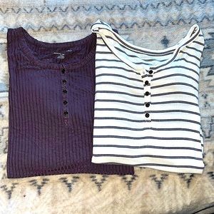 American Eagle Long Sleeve Soft and Sexy Henley Tees